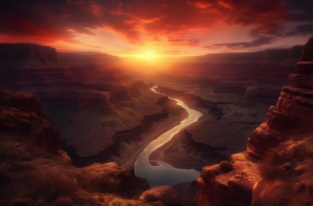 A sunset over the grand canyon