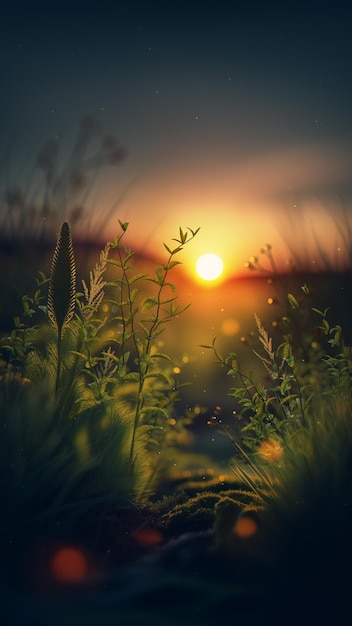 Sunset in the grass wallpapers