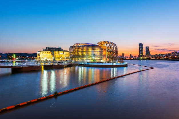 Sunset at Han river in Seoul City, South Korea.