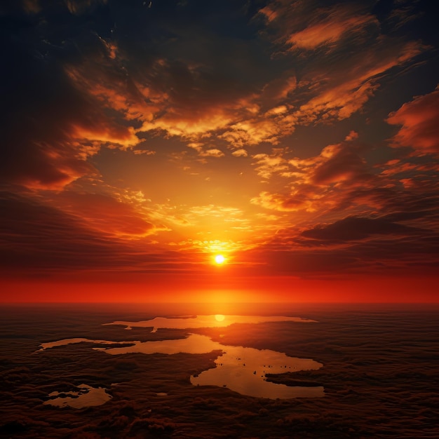 Sunset over the horizon nature background photos