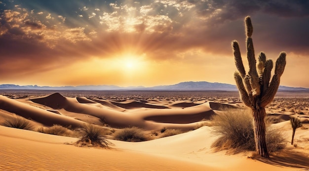 写真 砂漠の夕暮れ パノラマ砂漠の風景 砂漠で砂の風景