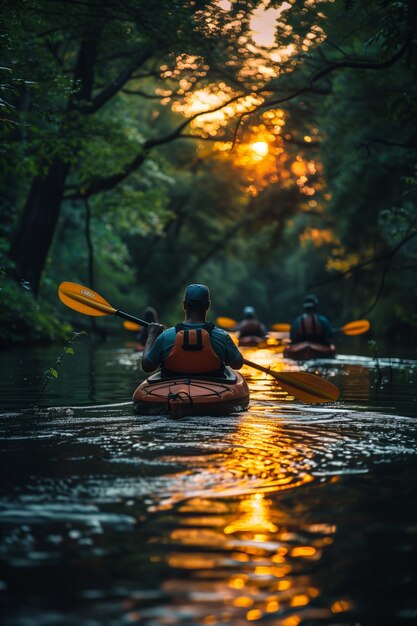 Sunset Kayaking on a Serene River