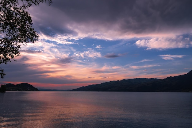 Sunset over Lake Brienz Switzerland