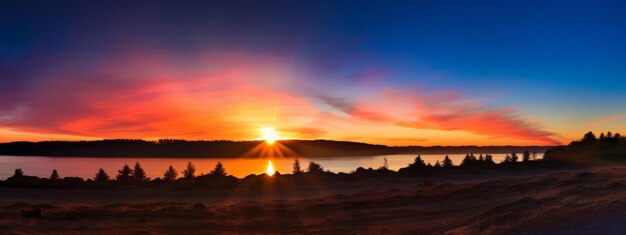 Sunset Over Lake Painting