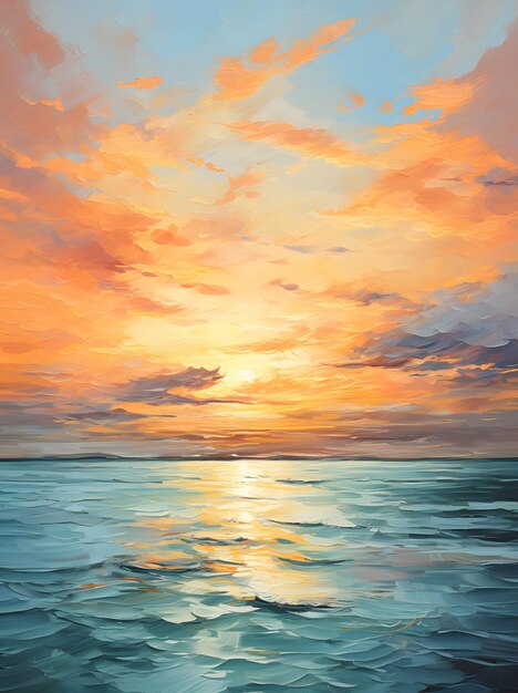 sunset on the lake painting