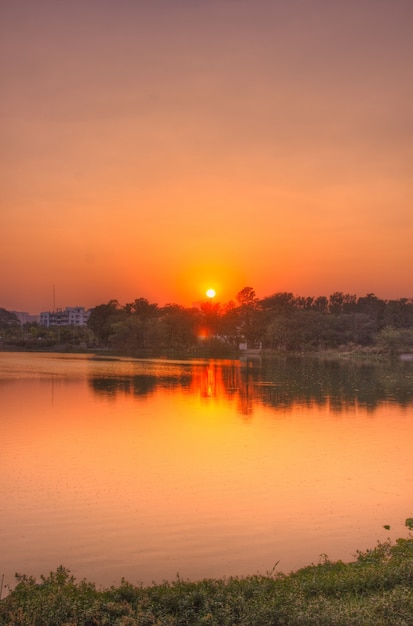 sunset at lake