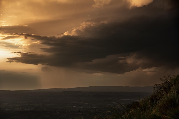 Sunset landscape Cordoba argentina traslasierra in high peaks of vacations and tourism