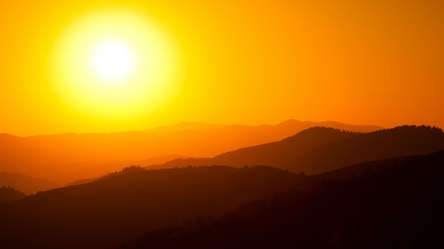 Sunset landscape over mountains