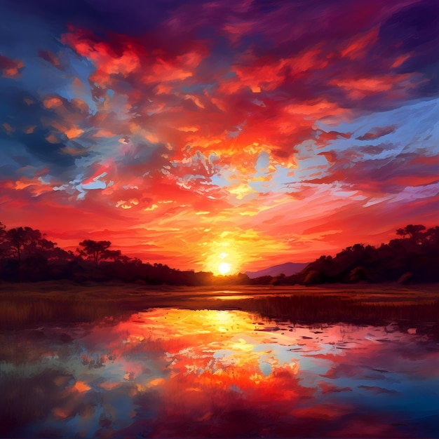 Photo sunset landscape