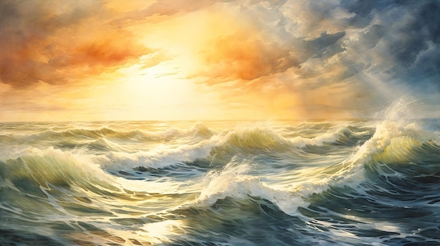 sunset large body deep tall backlit waves oil sail rapture