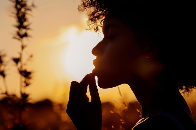 Foto routine di cura delle labbra al tramonto