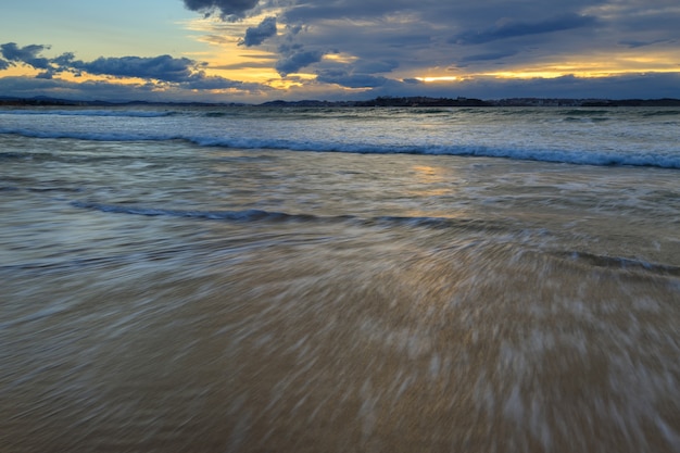 Sunset in the Loredo Beach Cantabria Spain