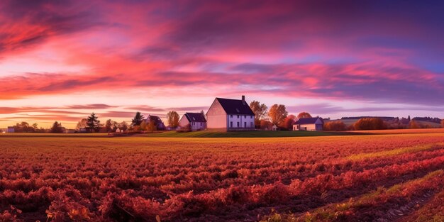 Photo sunset magenta sky with clouds background