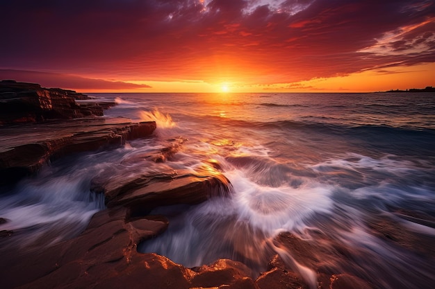 Sunset magic by the sea beach landscape photos