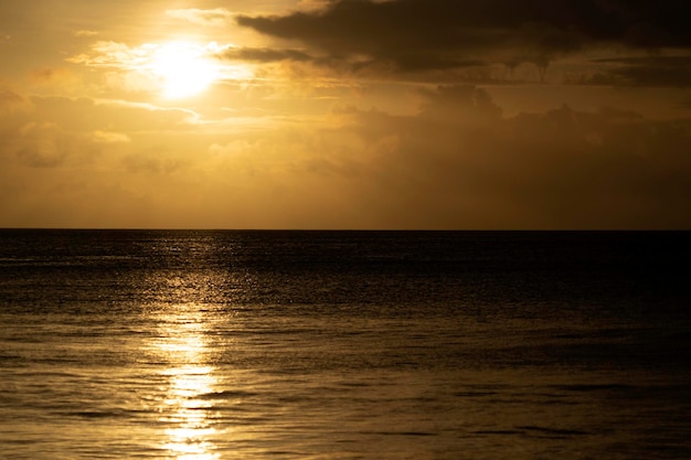 Sunset in mahe beach seychelles