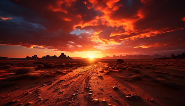 Foto il tramonto sul maestoso paesaggio africano che si riflette sull'acqua generata dall'ai