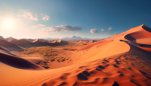 Sunset over the majestic sand dunes a tranquil African adventure generated by artificial intelligence