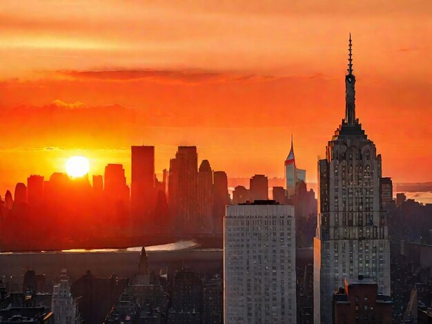 Sunset on manhattan