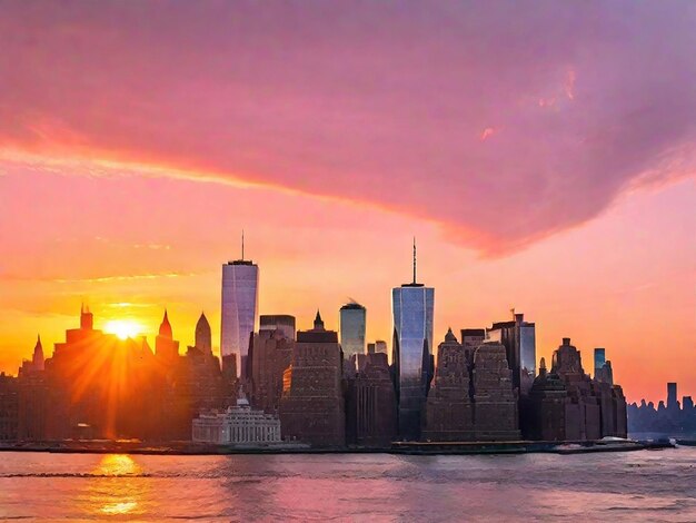 Photo sunset on manhattan