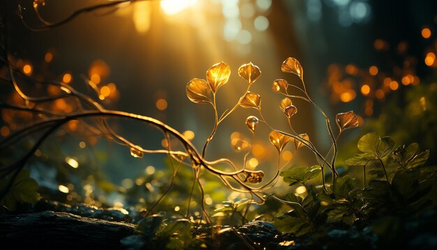 Sunset over meadow vibrant yellow wildflowers in bloom generated by AI