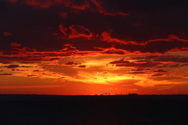 The sunset on Mediterranean sea Cyprus