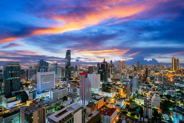 Sunset over a modern city