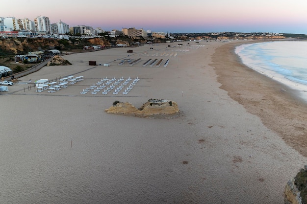 Sunset mood at Rocha beach in Portimao city