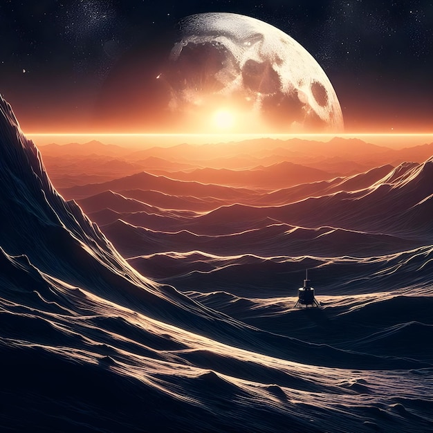 Sunset on the Moon illustration