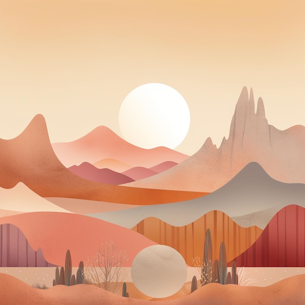 Sunset Mountain Illustration