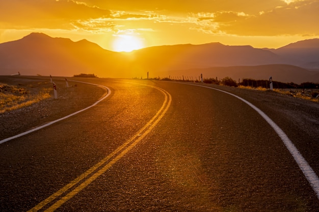 Sunset on the mountain route