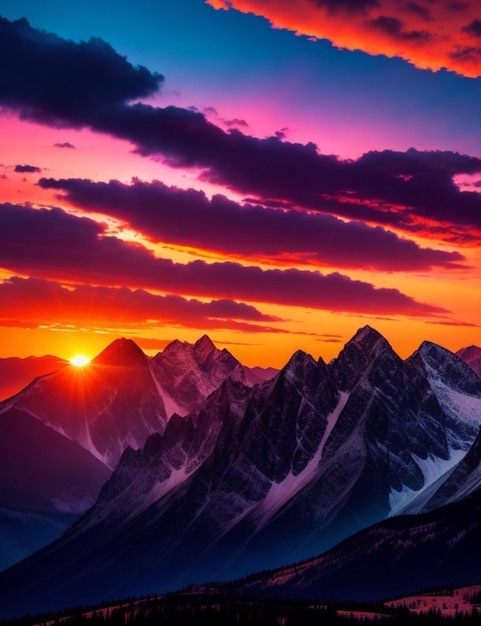 sunset in mountain