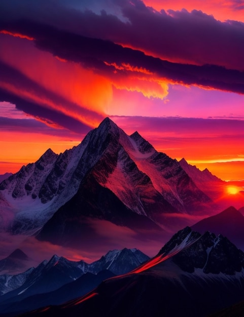 sunset in mountain