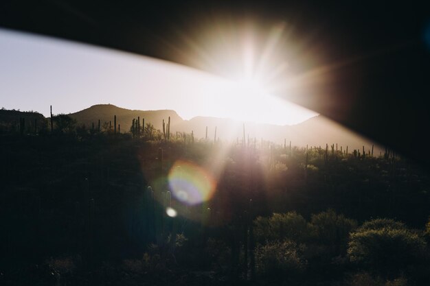 Sunset over mountains in baja california sur mexico close to loreto