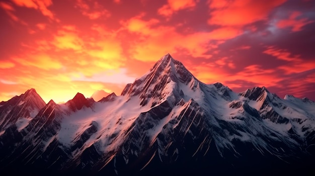 Sunset over the mountains Generative AI