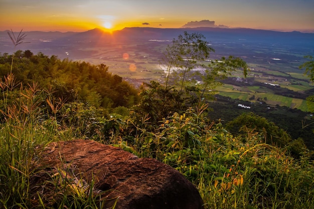 Photo sunset in the mountains landscape , thailand