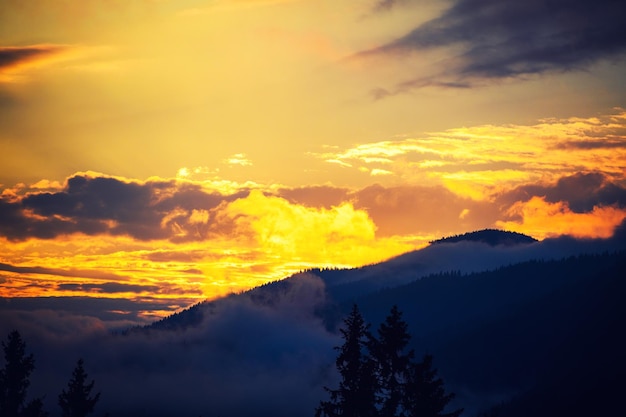 Sunset in the mountains Location Carpathian Ukraine