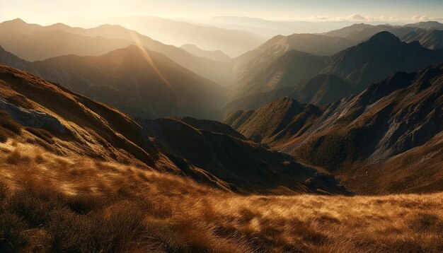 Sunset over the mountains in the mountains