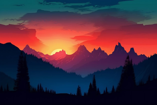 Sunset in the mountains Sunset in the mountains