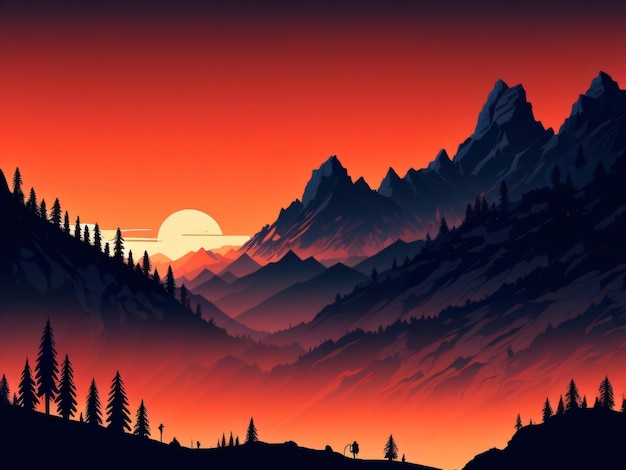 Sunset in the mountains wallpapers