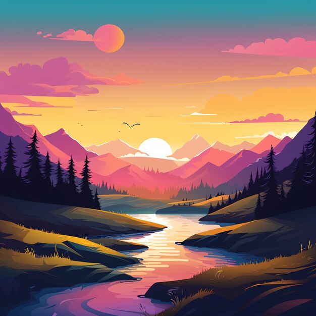 sunset in the mountains