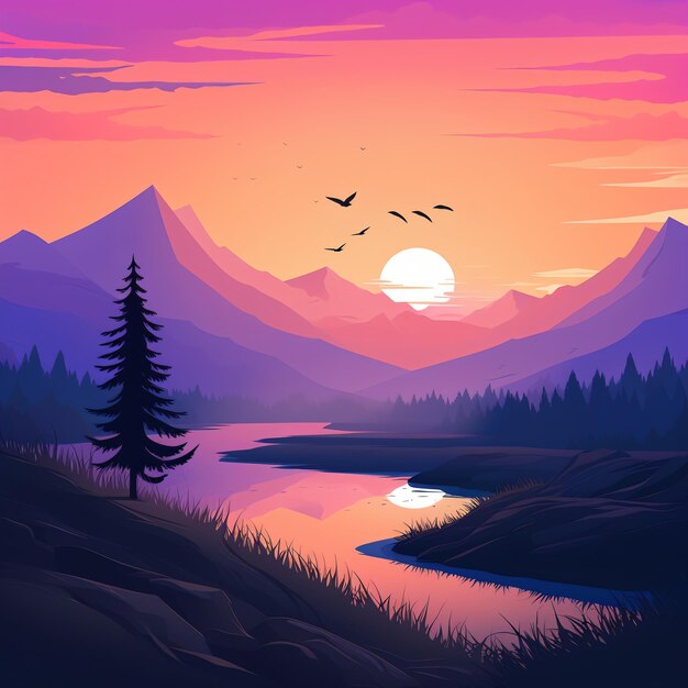 sunset in the mountains