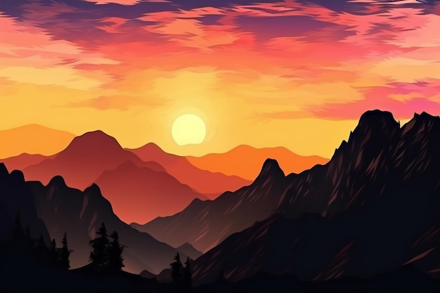 Sunset over the mountains