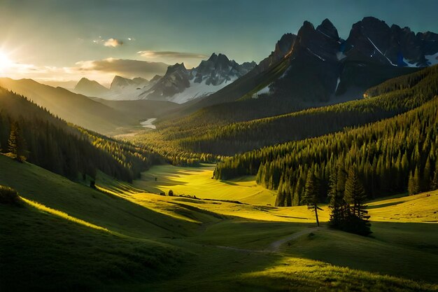 Foto un tramonto in montagna