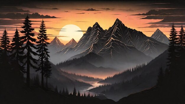 Photo sunset at mountains