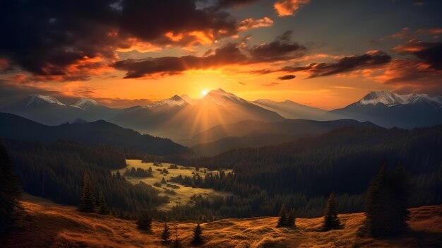 Sunset over the Mountains