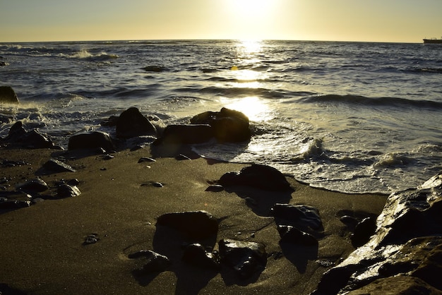 Sunset in the ocean view from the embankment of Antofagasta Chile