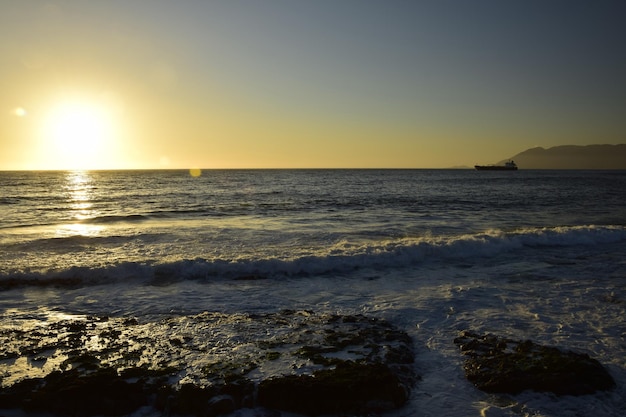 Sunset in the ocean view from the embankment of Antofagasta Chile