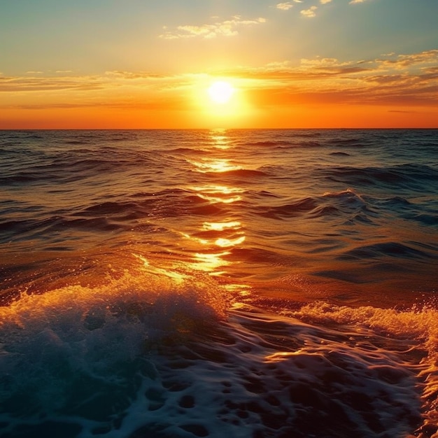 Sunset over the ocean wallpaper