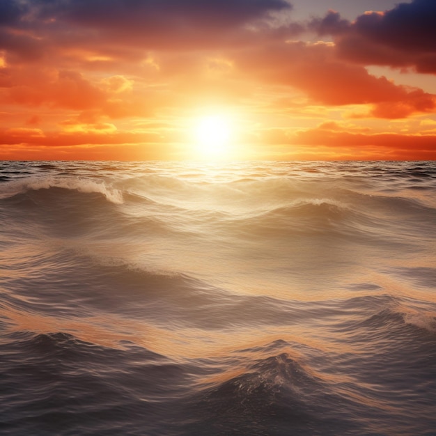 Sunset over ocean waves backgrounds