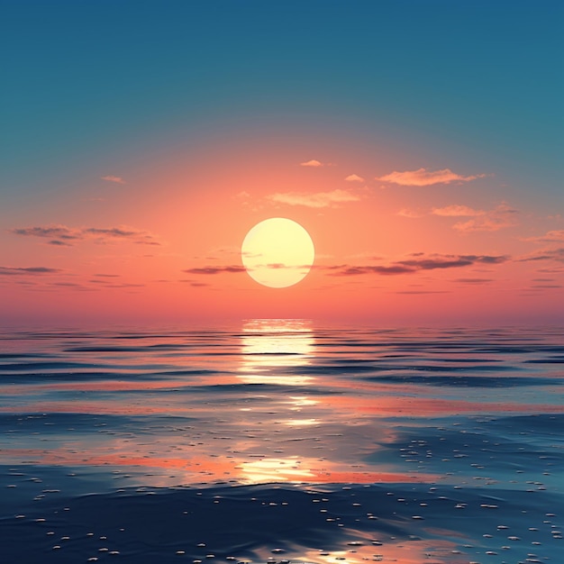 sunset over the ocean with a bright sun reflecting in the water generative ai